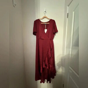 NWT Wrap Dress Hi-Lo Burgandy